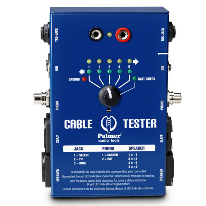 Palmer | AHMCT8 | Cable Tester | Speakon, XLR, TS/TRS, Cinch & MIDI/DIN