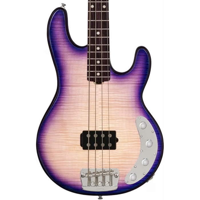 Sterling by Music Man RAY34FM-PPS-R2 StingRay Ray34 Flame Maple Electric Bass - Purple Sunset