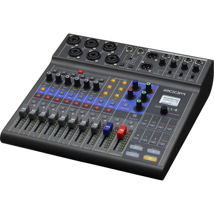 Zoom | LiveTrak L-8 | 8Ch Digital Mixer / Recorder | 12-in / 4-out USB Audio Interface