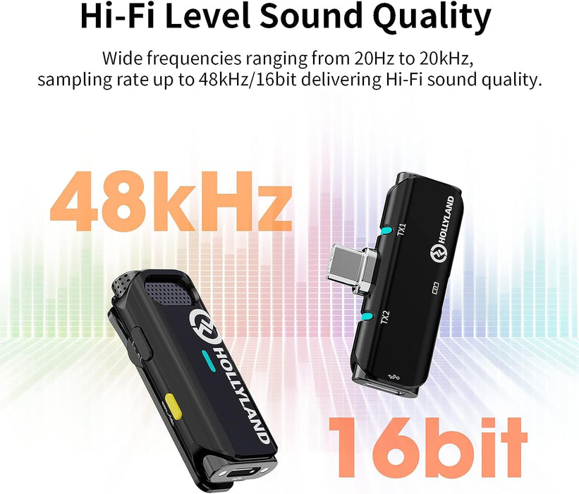 Hollyland | LARK C1 DUO | For USB-C & Android | 2Ch Wireless Microphone Kit | 2TX + 1RX | AU Stock