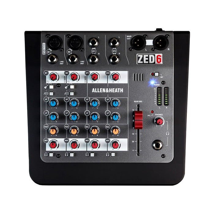 Allen & Heath | ZED-6 | 6Ch Compact Mixer | 2x Mic & Line, 2x Stereo Inputs w/ 2 Band EQ
