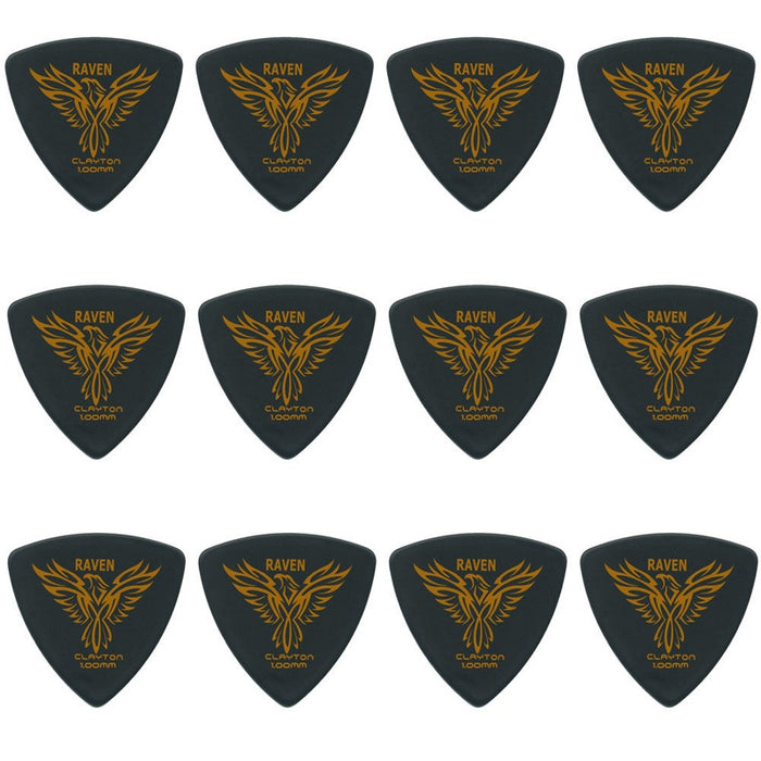 Clayton Black Raven Rounded Triangle Guitar Picks (1.00mm) - 12pk