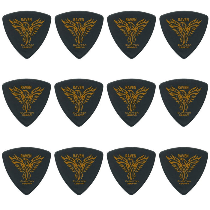 Clayton Black Raven Rounded Triangle Guitar Picks (1.26mm) - 12pk