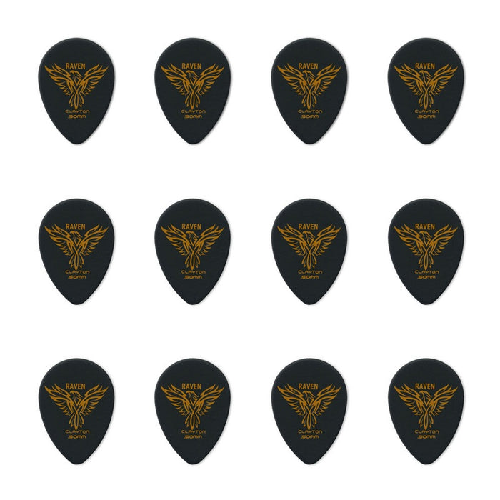 Clayton Black Raven Small Teardrop Guitar Picks (0.50mm) - 12pk