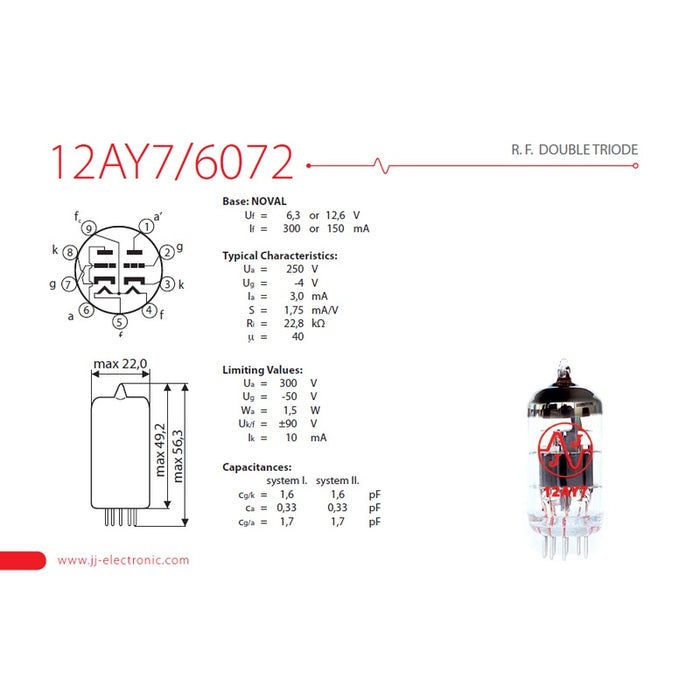JJ Electronic 12AY7/6072 Preamplifying Tube