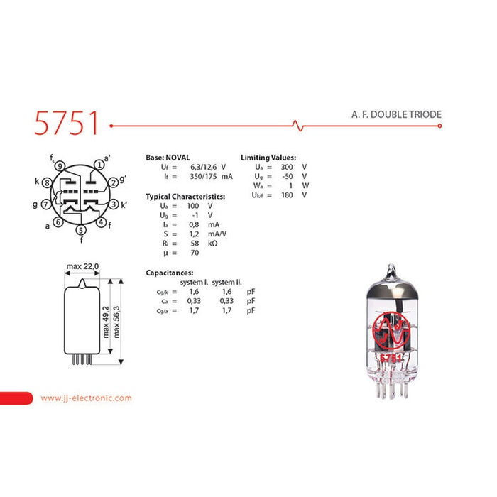 JJ Electronic 5751 Preamplifying Tube