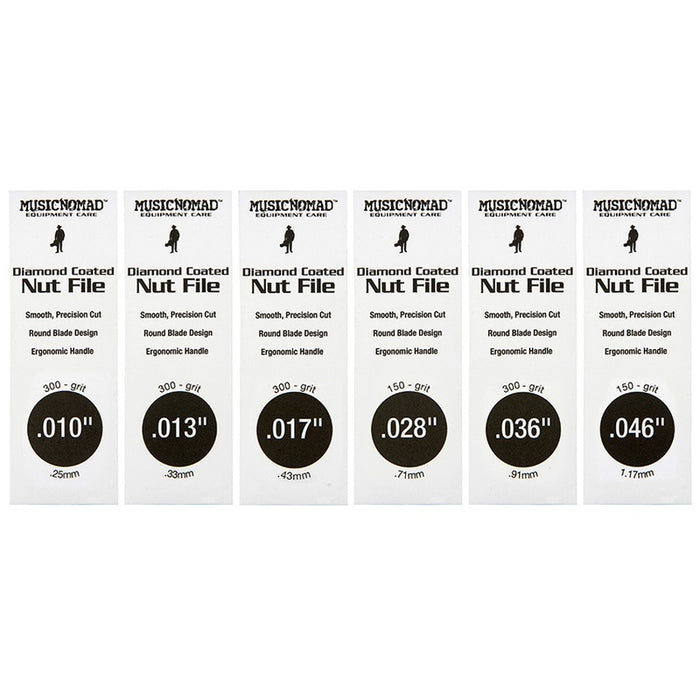 Music Nomad Electric Guitar Diamond Coated Nut File Set -Light Strings (6-Pce)