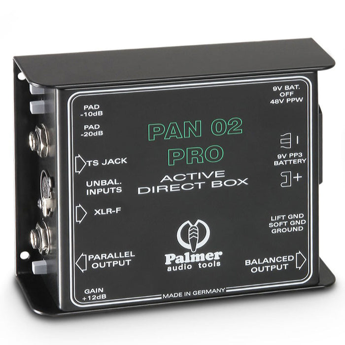 Palmer | PAN02 PRO | Active DI Box | w/ XLR input, Attenuator & Switchable Gain