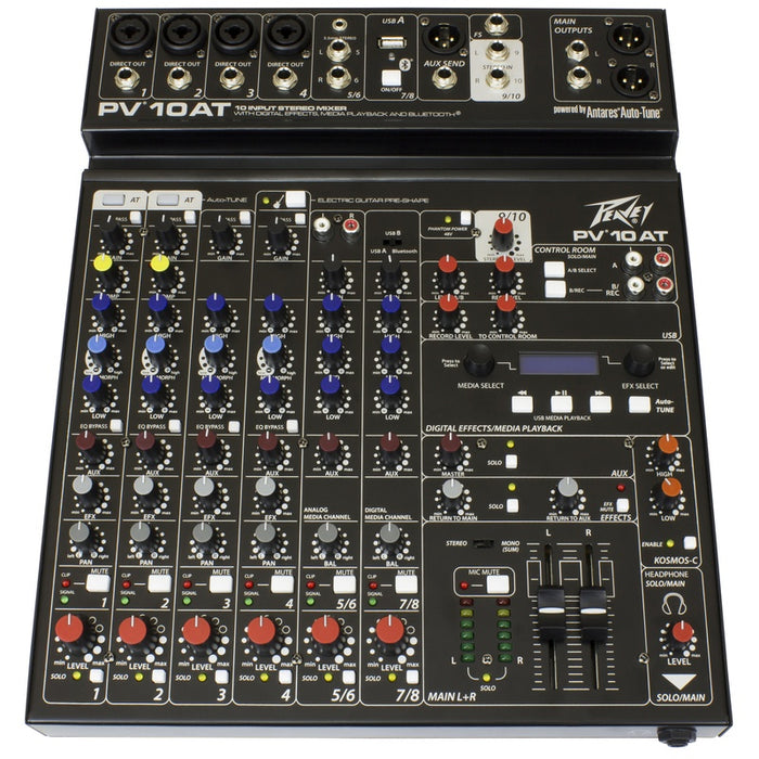 Peavey PV Series "PV-10AT" Compact 10-Channel Mixer with Bluetooth & Antares Auto-Tune