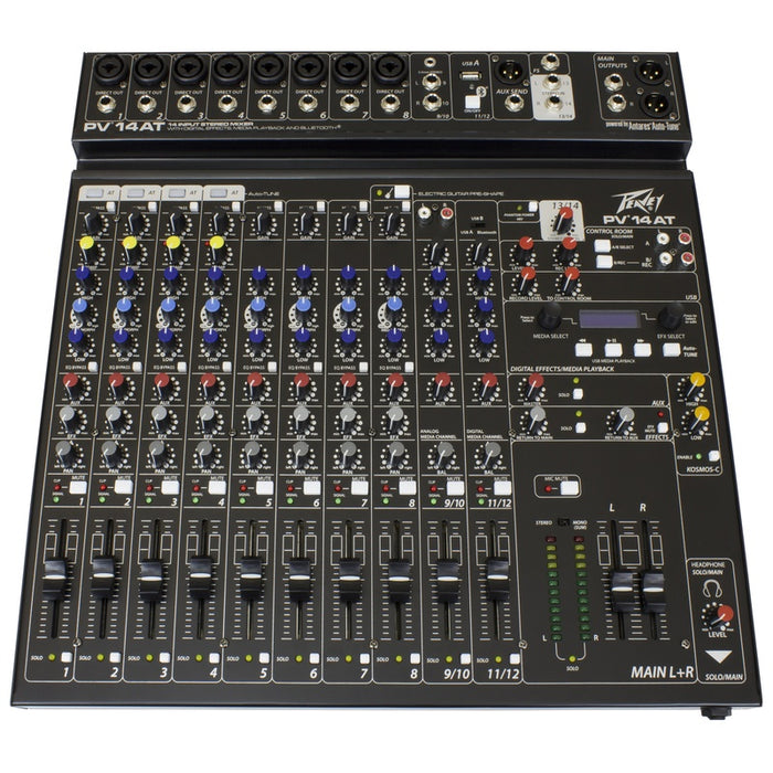 Peavey PV Series "PV-14AT" Compact 14-Channel Mixer with Bluetooth & Antares Auto-Tune