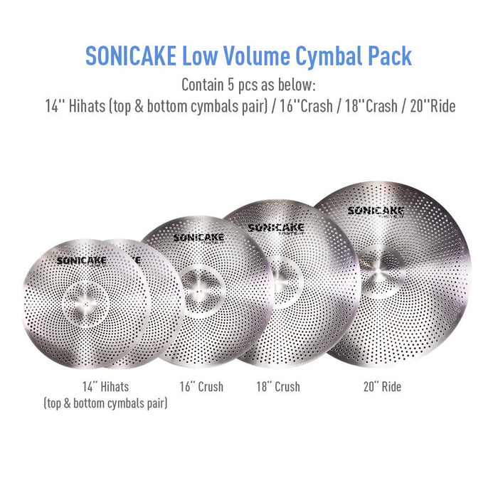 Sonicake - Low Volume Mute Cymbal set Silver (5 Pack)