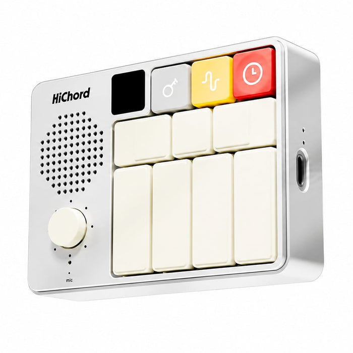 HiChord Portable Chord Synth, Sampler & MIDI Instrument (Silver Aluminium Edition)