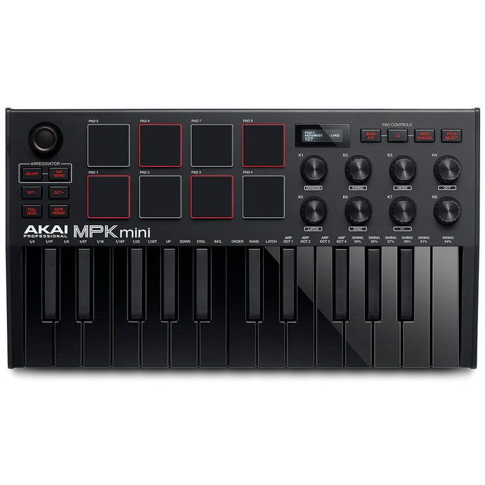 AKAI | MPK Mini MK3 | Compact Keyboard & Pad Controller w/ Encoders & Software | Black (69/MPKMINI3 - BK) - Gsus4