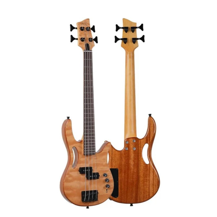 AKAMA | Mini Beast Travel Bass | w/ Built - in USB - C & Bluetooth Audio | 4 String | Mahogany & Indian Rosewood | MB - DMB - QM (AKAMA-MB-DMB-QM) - Gsus4