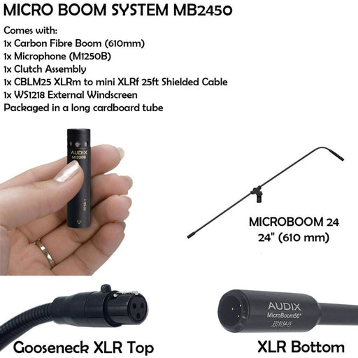 Audix ADX - MB2450 - C Microboom System 24" W/ M1250B Mic (ADX - MB2450 - C) - Gsus4