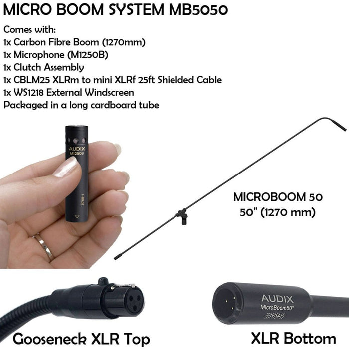 Audix ADX - MB5050 - C Microboom System 50" W/ M1250B Mic (ADX - MB5050 - C) - Gsus4