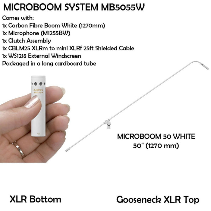 Audix ADX - MB5055W - HC Microboom System White 50" W/ M1255BHC Mic (ADX - MB5055W - HC) - Gsus4