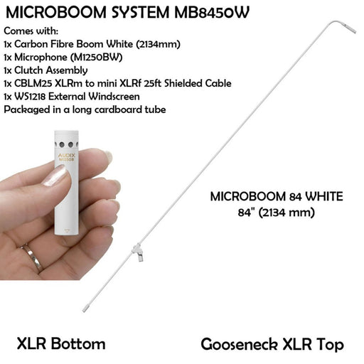 Audix ADX - MB8450W - HC Microboom System White 84" W/ M1250BHC (ADX - MB8450W - HC) - Gsus4