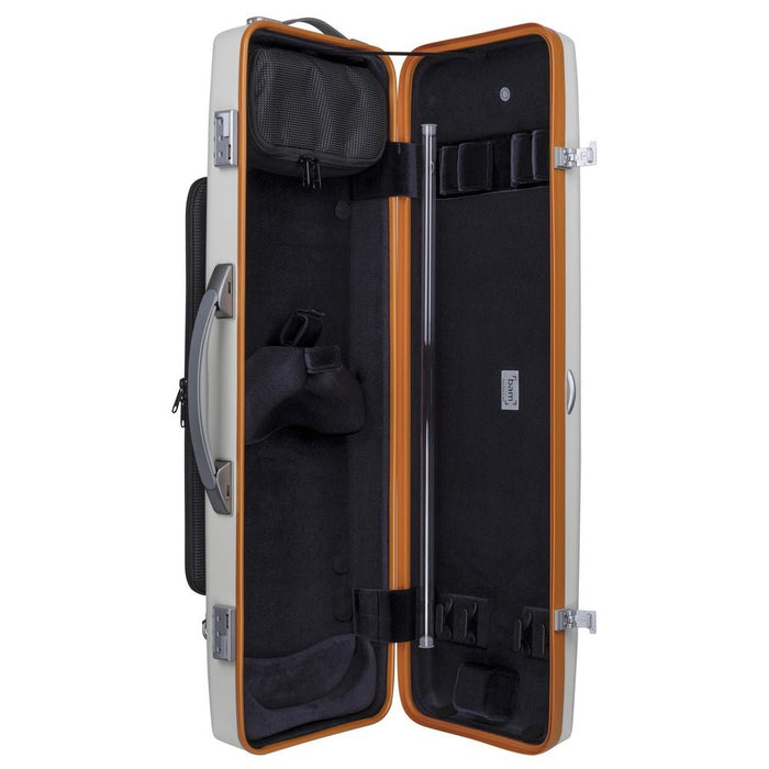 BAM GRAFFITI Hightech Oblong Violin Case with Back Pocket - White / Orange Version (GRAF2018XLWO) - Gsus4