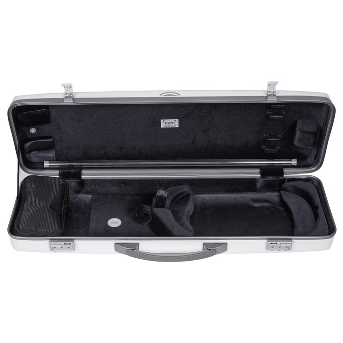 BAM ICE SUPREME Hightech Oblong Violin Case with Back Pocket - White / Silver Version (ICE2018XLWS) - Gsus4