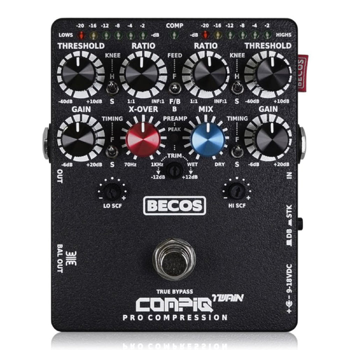 BECOS | CompIQ TWAIN Pro MK2 | Dual Band / Stacked Compressor Pedal (CIQT - 1) - Gsus4