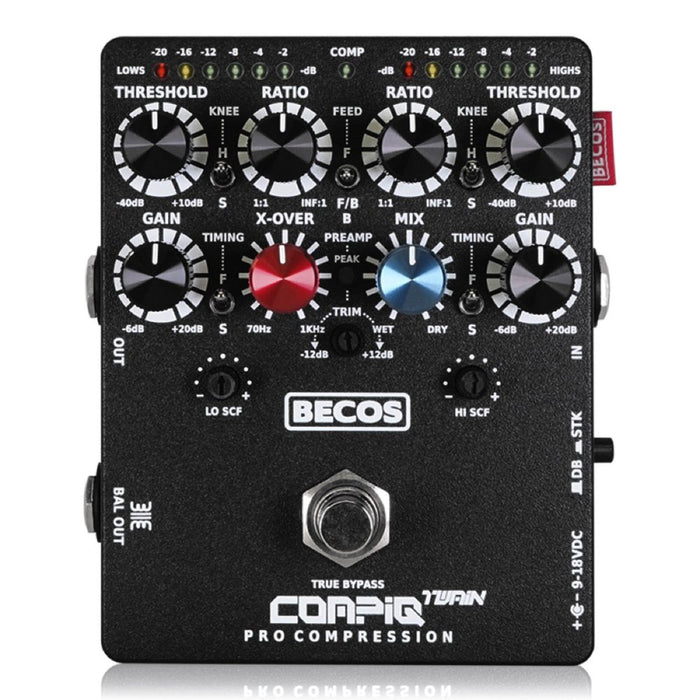 BECOS | CompIQ TWAIN Pro MK2 | Dual Band / Stacked Compressor Pedal | w/ DITOS Circuit (CIQT - 1 - D) - Gsus4