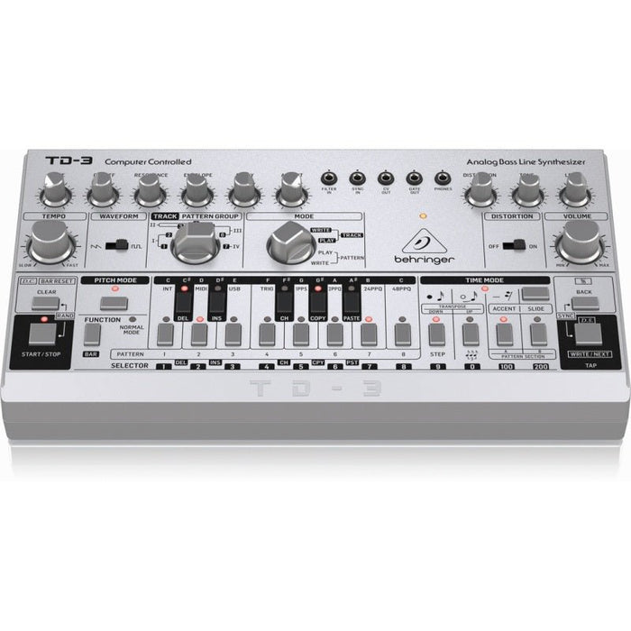 Behringer TD3 Analog Bass Line Synth w/ VCO, VCF & 16 - Step Sequencer (Silver) (450567) - Gsus4