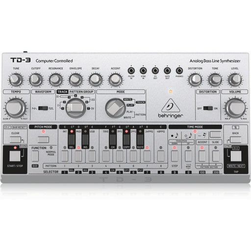 Behringer TD3 Analog Bass Line Synth w/ VCO, VCF & 16 - Step Sequencer (Silver) (450567) - Gsus4