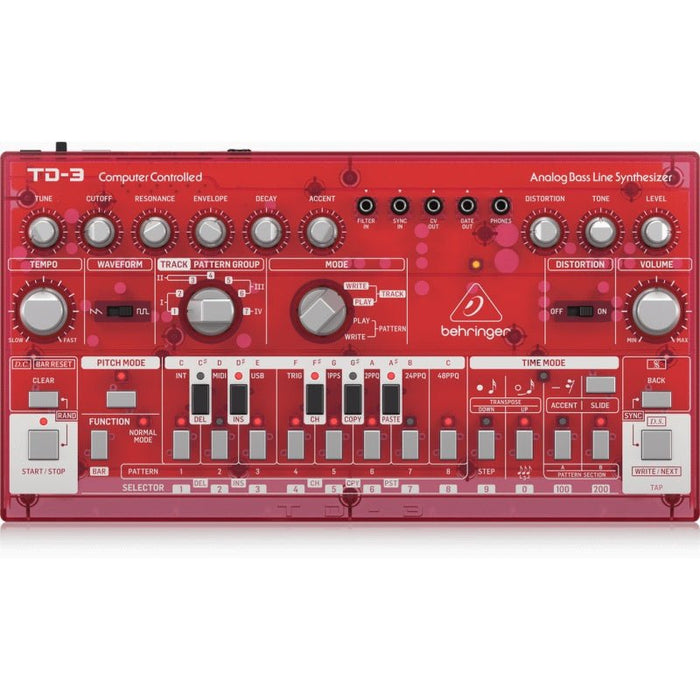Behringer TD3 Analog Bass Line Synth w/ VCO, VCF & 16 - Step Sequencer (Strawberry) (450623) - Gsus4
