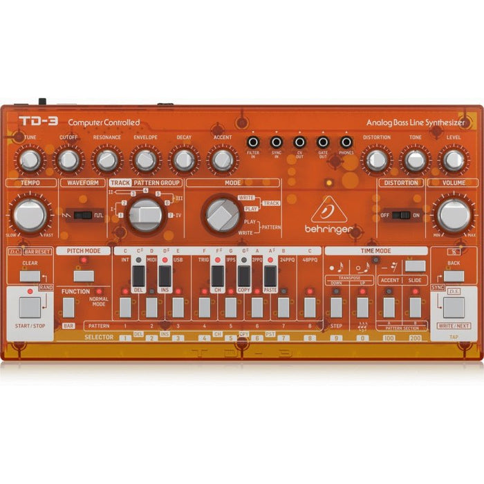 Behringer TD3 Analog Bass Line Synth w/ VCO, VCF & 16 - Step Sequencer (Tangerine) (450625) - Gsus4