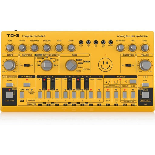 Behringer TD3 Analog Bass Line Synth w/ VCO, VCF & 16 - Step Sequencer (Yellow) (450578) - Gsus4