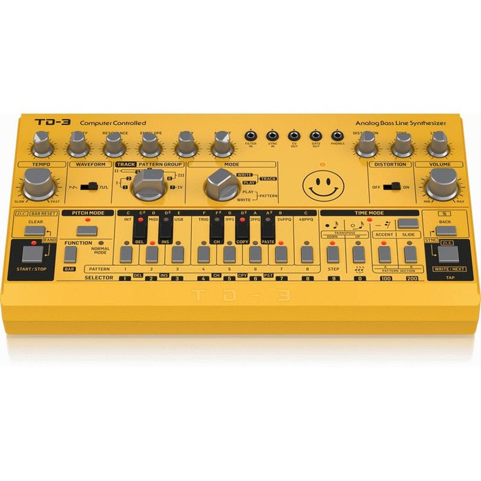 Behringer TD3 Analog Bass Line Synth w/ VCO, VCF & 16 - Step Sequencer (Yellow) (450578) - Gsus4