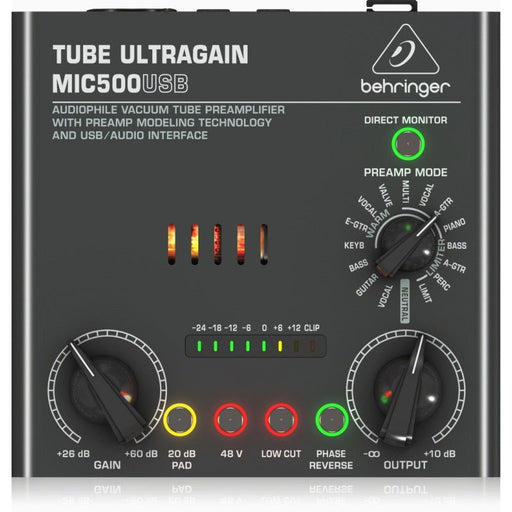 Behringer Tube Ultragain MIC500USB Audiophile Vacuum Tube Preamplifier (450482) - Gsus4