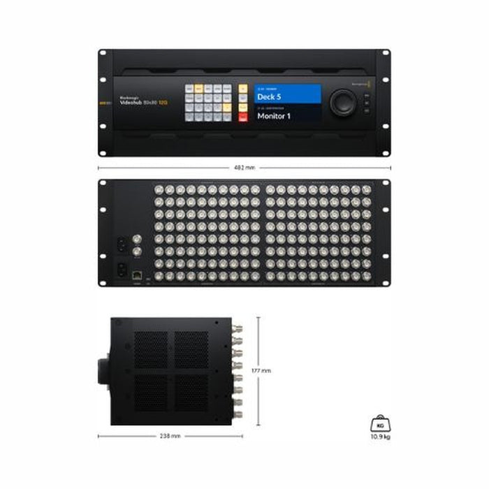Blackmagic Design | Videohub 80x80 12G | Zero Latency Video Router (VHUBSMAS12G080080) - Gsus4