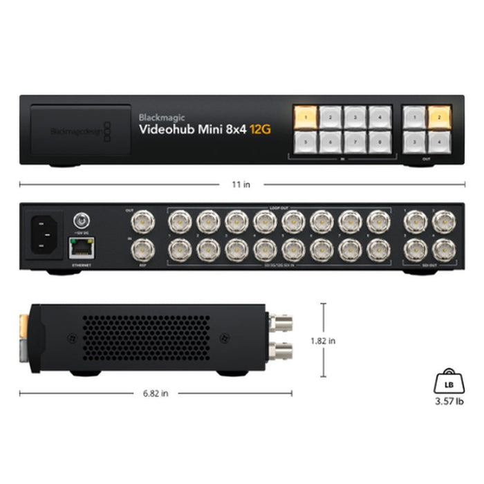 Blackmagic Design | Videohub Mini 8x4 12G Router (VHUBSMTK12G0804) - Gsus4
