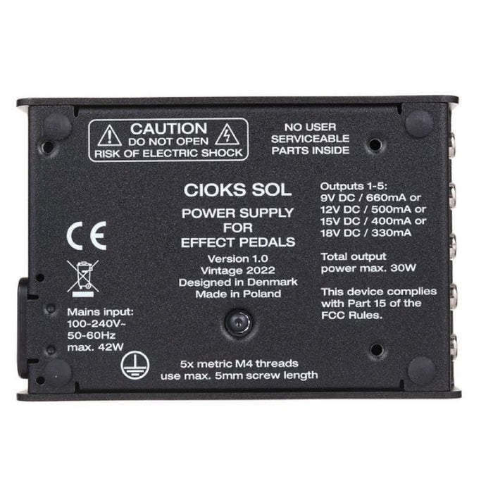 CIOKS | SOL | Universal Pedal Power Supply | High Current & Low Profile | 5x 660mA 9V Output | w/ Built - in IEC (CI - SOL) - Gsus4