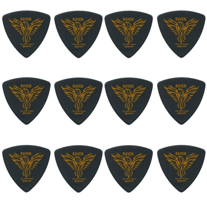 Clayton Black Raven Rounded Triangle Guitar Picks (0.50mm) - 12pk (CLABRT50) - Gsus4