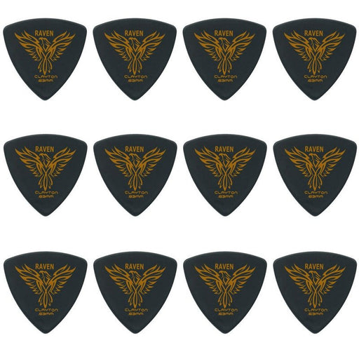 Clayton Black Raven Rounded Triangle Guitar Picks (0.63mm) - 12pk (CLABRT63) - Gsus4