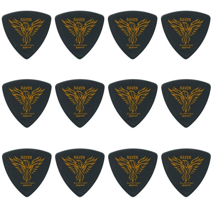 Clayton Black Raven Rounded Triangle Guitar Picks (0.63mm) - 12pk (CLABRT63) - Gsus4