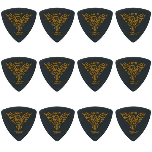Clayton Black Raven Rounded Triangle Guitar Picks (0.80mm) - 12pk (CLABRT80) - Gsus4