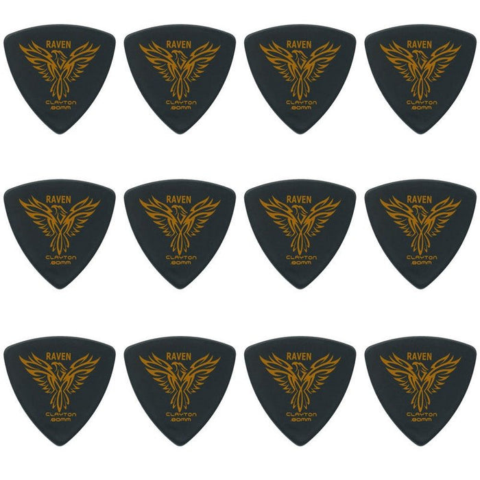 Clayton Black Raven Rounded Triangle Guitar Picks (0.80mm) - 12pk (CLABRT80) - Gsus4