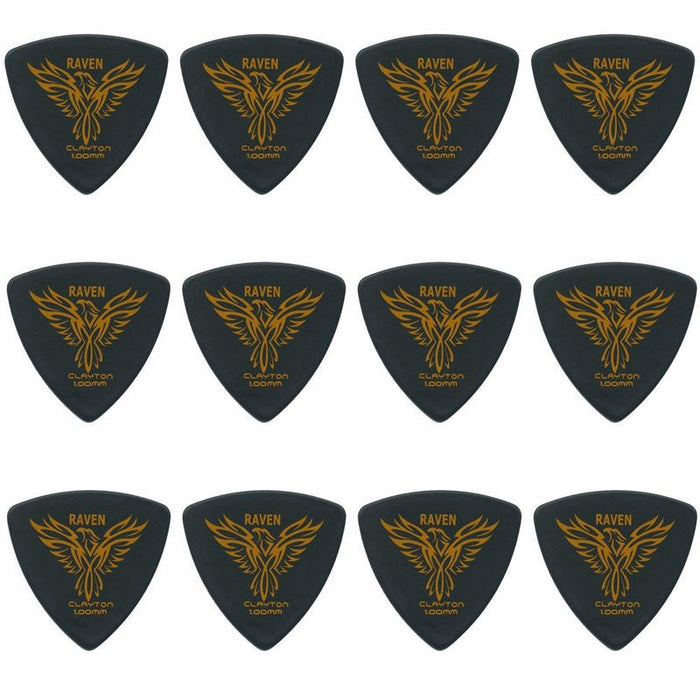Clayton Black Raven Rounded Triangle Guitar Picks (1.00mm) - 12pk (CLABRT100) - Gsus4