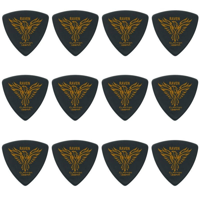 Clayton Black Raven Rounded Triangle Guitar Picks (1.26mm) - 12pk (CLABRT126) - Gsus4