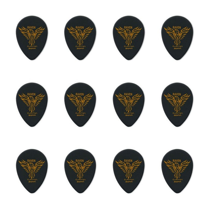 Clayton Black Raven Small Teardrop Guitar Picks (0.50mm) - 12pk (CLABST50) - Gsus4