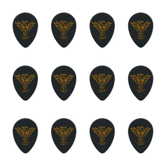 Clayton Black Raven Small Teardrop Guitar Picks (0.63mm) - 12pk (CLABST63) - Gsus4