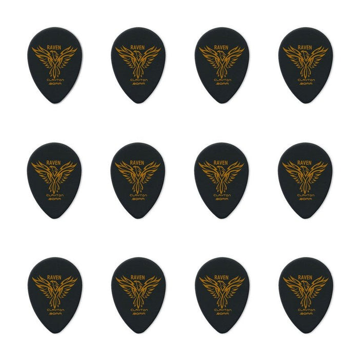 Clayton Black Raven Small Teardrop Guitar Picks (0.80mm) - 12pk (CLABST80) - Gsus4
