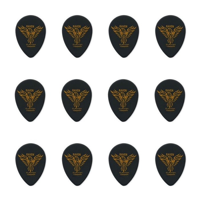 Clayton Black Raven Small Teardrop Guitar Picks (1.00mm) - 12pk (CLABST100) - Gsus4