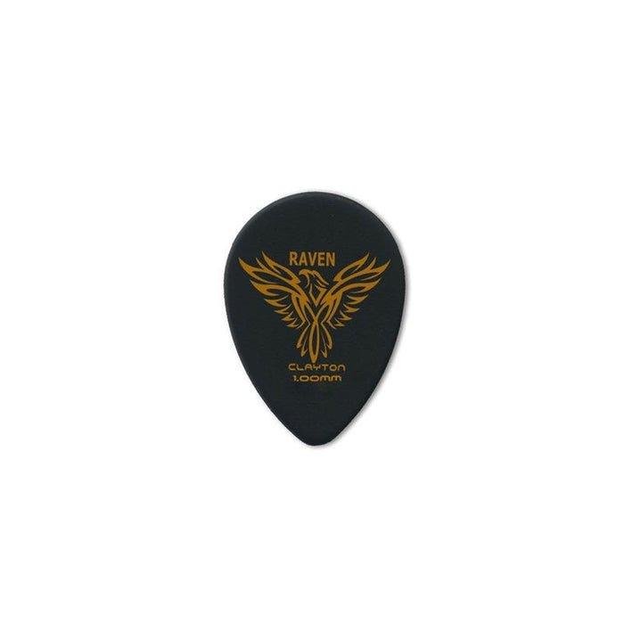 Clayton Black Raven Small Teardrop Guitar Picks (1.00mm) - 12pk (CLABST100) - Gsus4