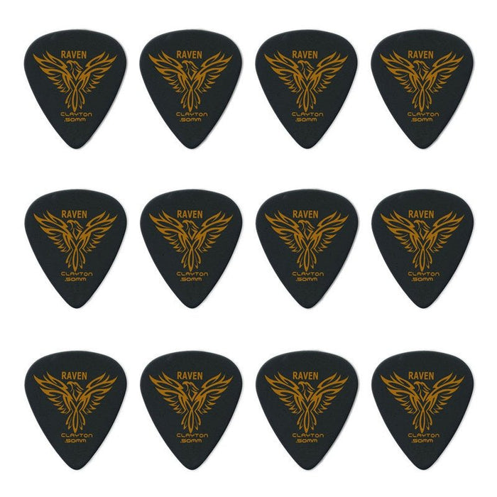 Clayton Black Raven Standard Guitar Picks (0.50mm) - 12pk (CLABS50) - Gsus4