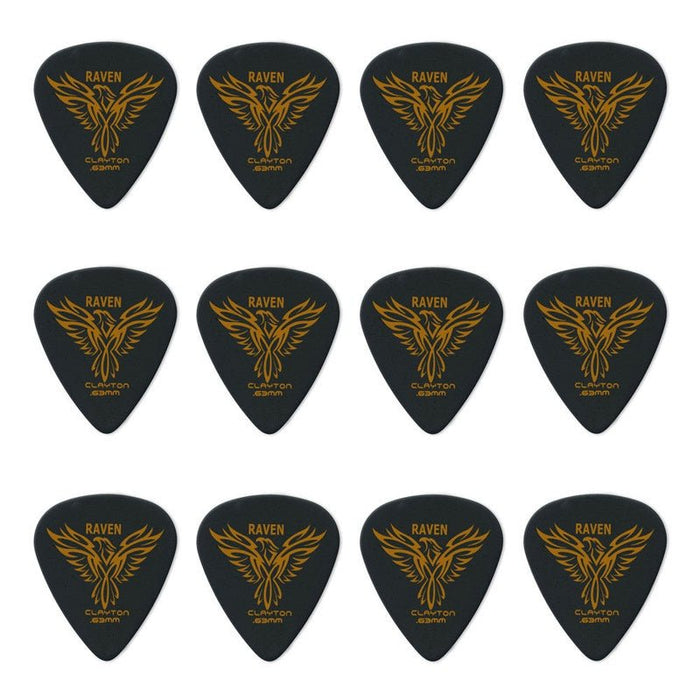 Clayton Black Raven Standard Guitar Picks (0.63mm) - 12pk (CLABS63) - Gsus4